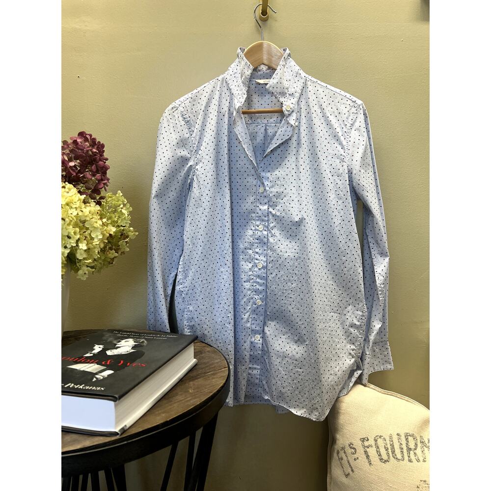 Celine Light Blue Polka Dot Button Down Shirt